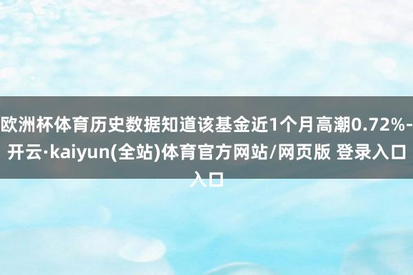 欧洲杯体育历史数据知道该基金近1个月高潮0.72%-开云·kaiyun(全站)体育官方网站/网页版 登录入口